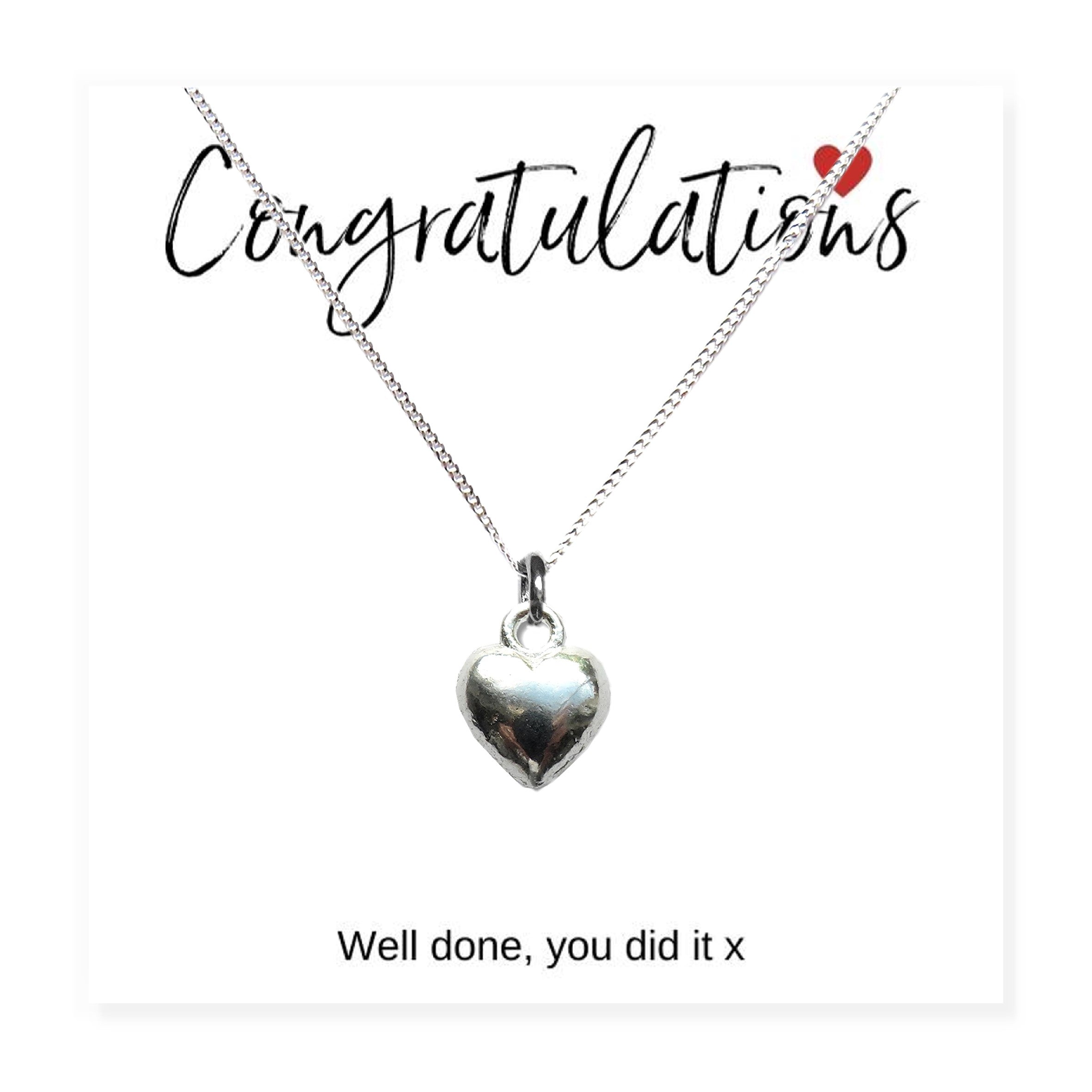 Congratulations Heart Charm Necklace & Gift Card