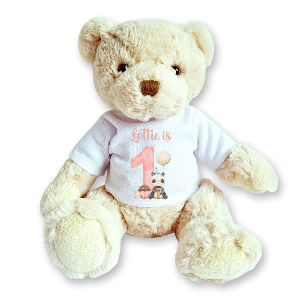 Personalised Girls Luxury Teddy Bear with 1st Birthday Shirt