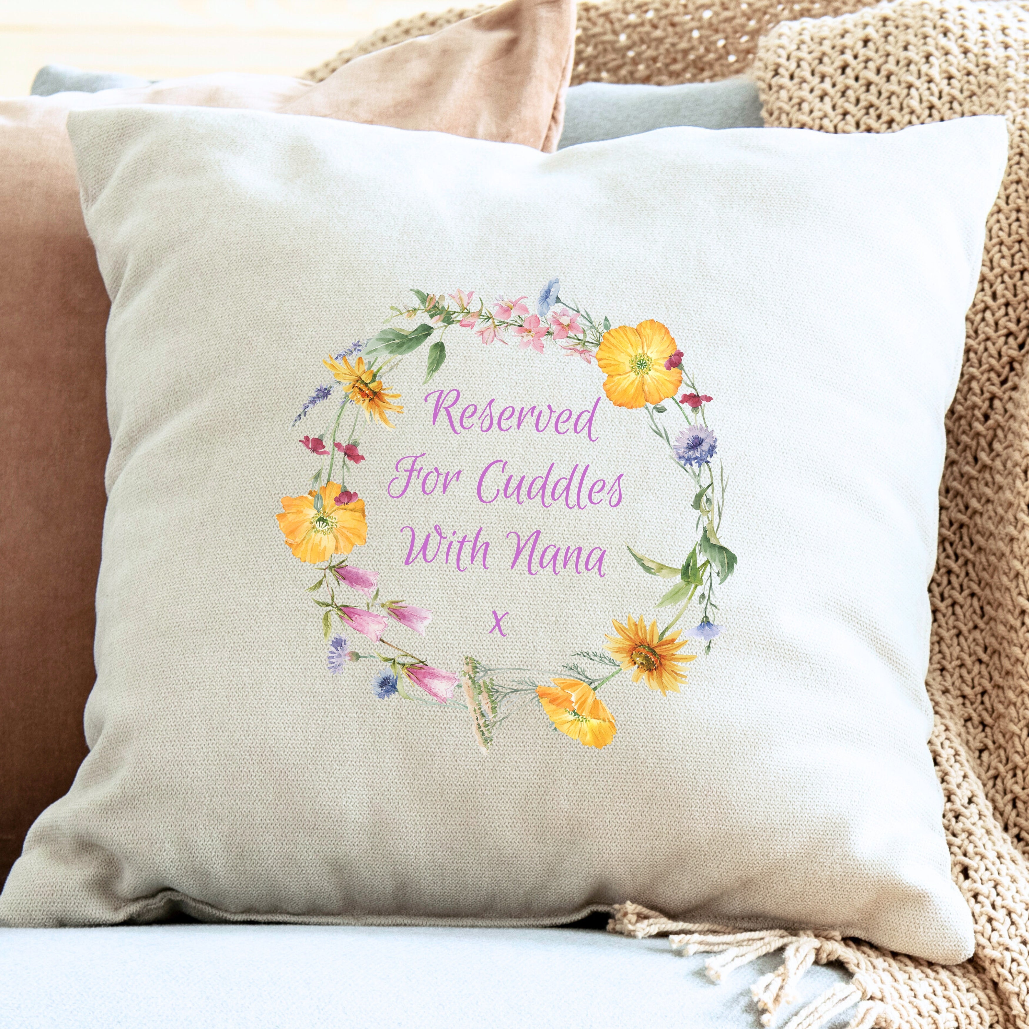Personalised Flower Circle Cushion