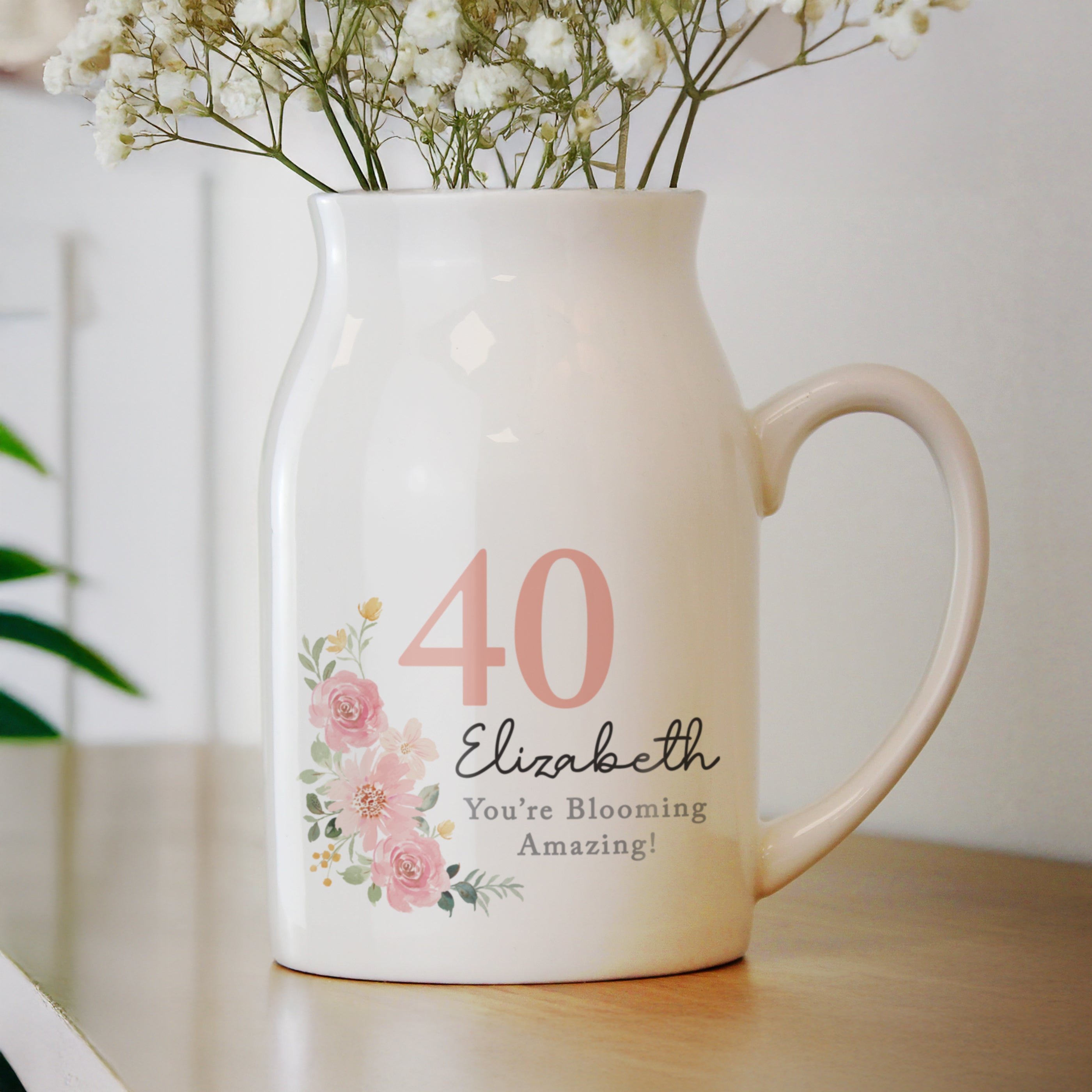 Personalised Floral Birthday Jug Vase