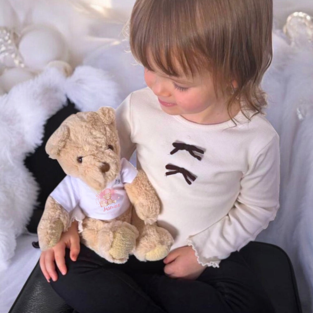 Personalised Pink Initial Bunny Gift Hamper - Teddy & Baby Vest