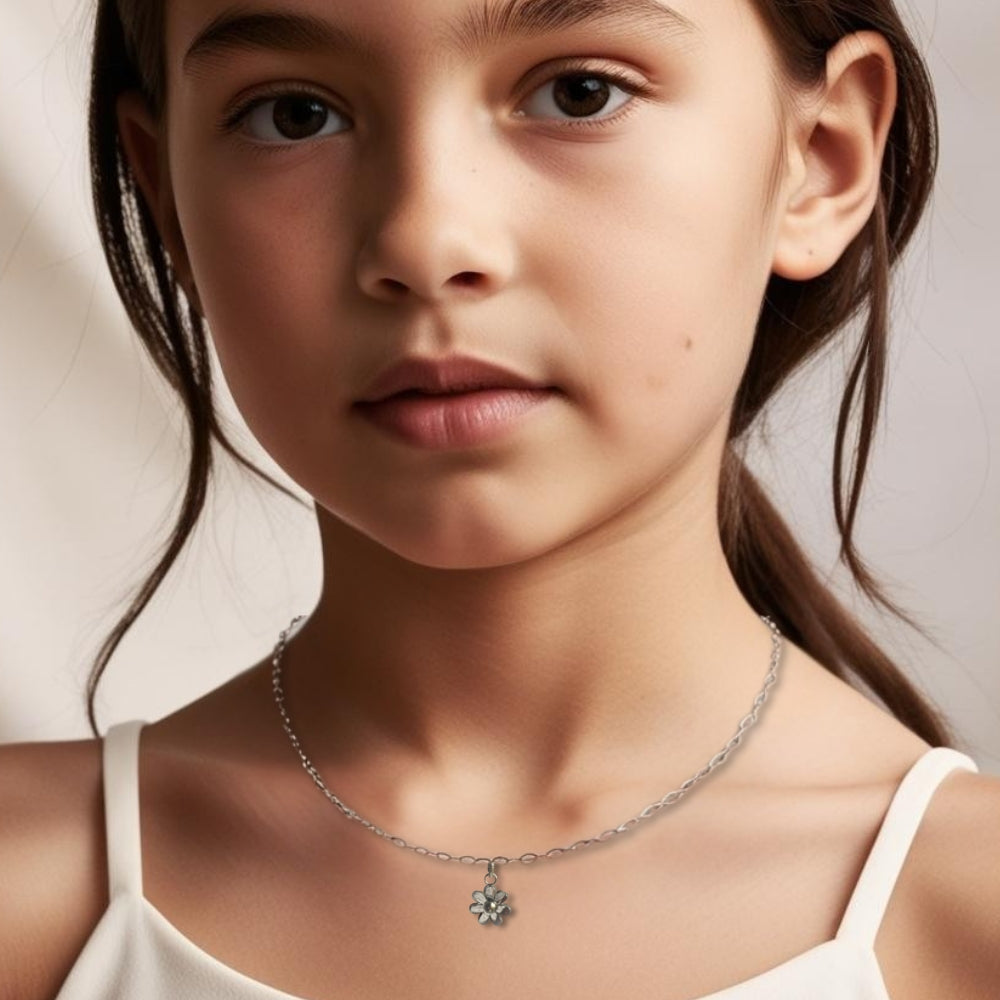 Dinky Daisy Girls Silver Necklace