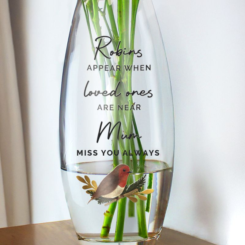 Personalised Robins Appear Bullet Vase