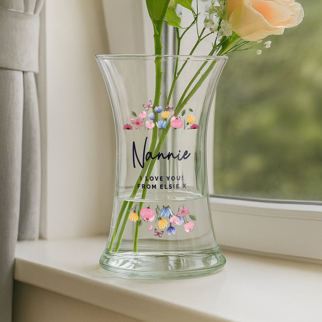Personalised Bright Floral Waisted Vase