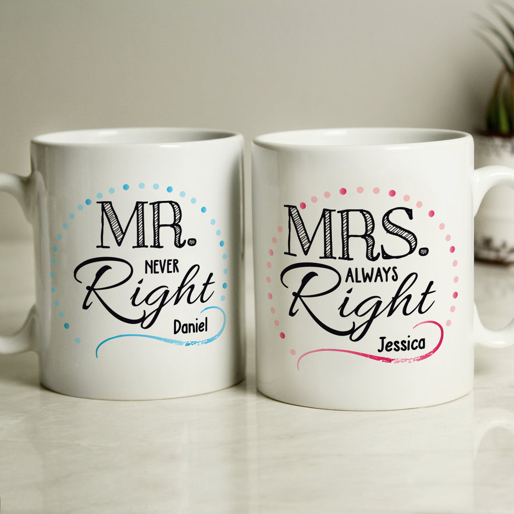 Personalised Mr & Mrs Right Mug Set