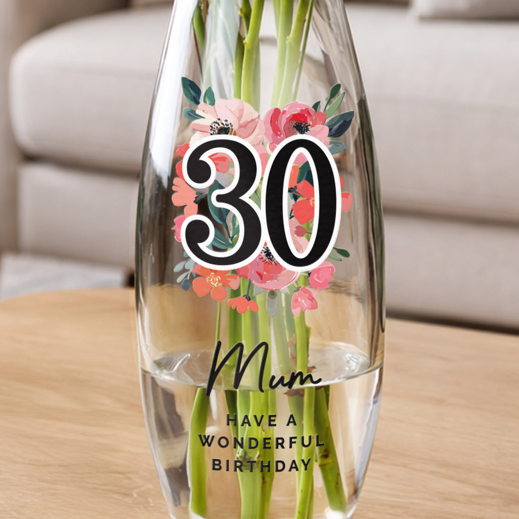 Personalised Floral Big Age Bullet Vase